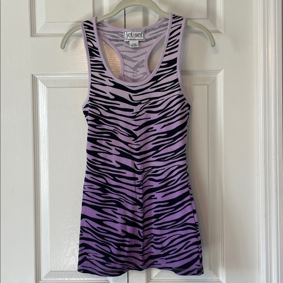 Jet Set Zebra Racerback Tank Top - Picture 1 of 4